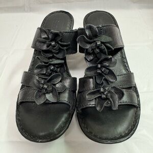 Born Brand Black Leather Women's Sandals